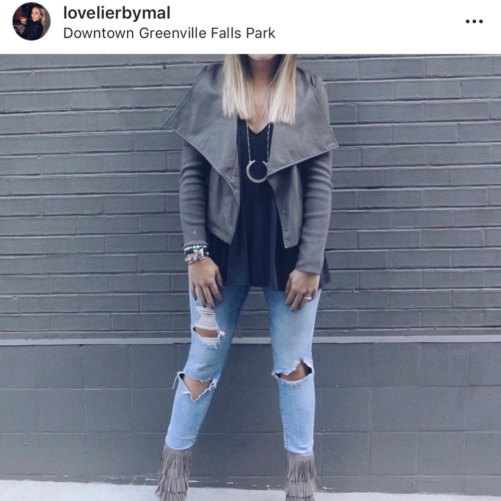 Grey Faux Leather Loft Jacket XS